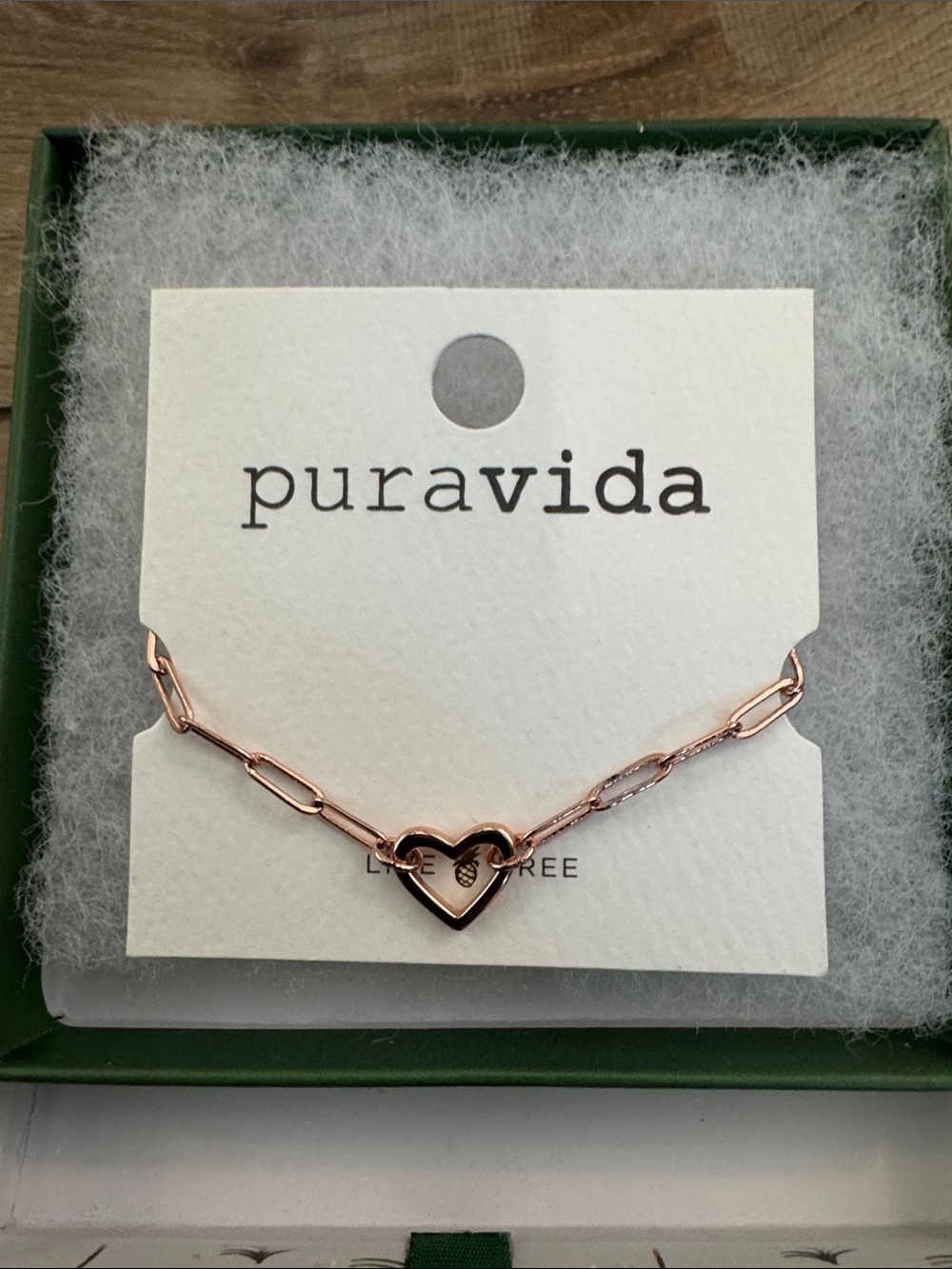 Pura Vida Rose Gold Open Heart Link bracelet NWT